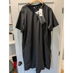NWT Adidas Women's 2X Black Golf Dress Short Sleeve‎ Half Zip Pockets New